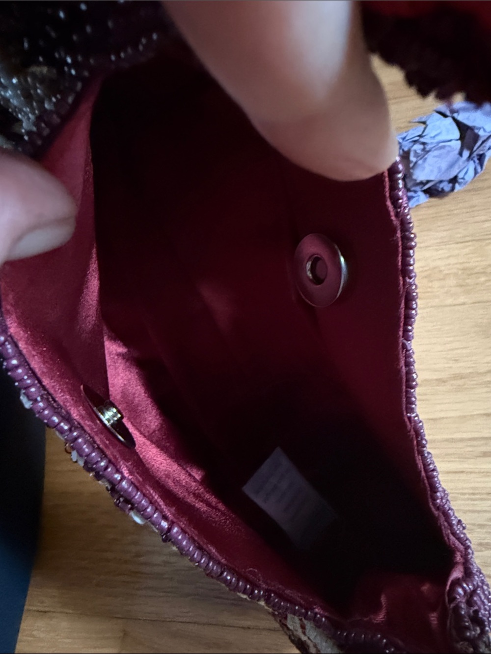 ❇️NWT❇️ SOL and MER Fall Beaded Mini Top-Handle Bag in Burgundy Floral - Picture 7 of 11